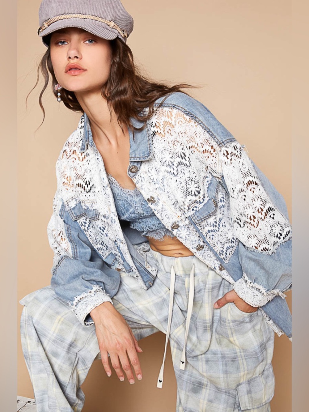 POL “ Salt Air Lace Shacket “ | Denim - Picture 4 of 8